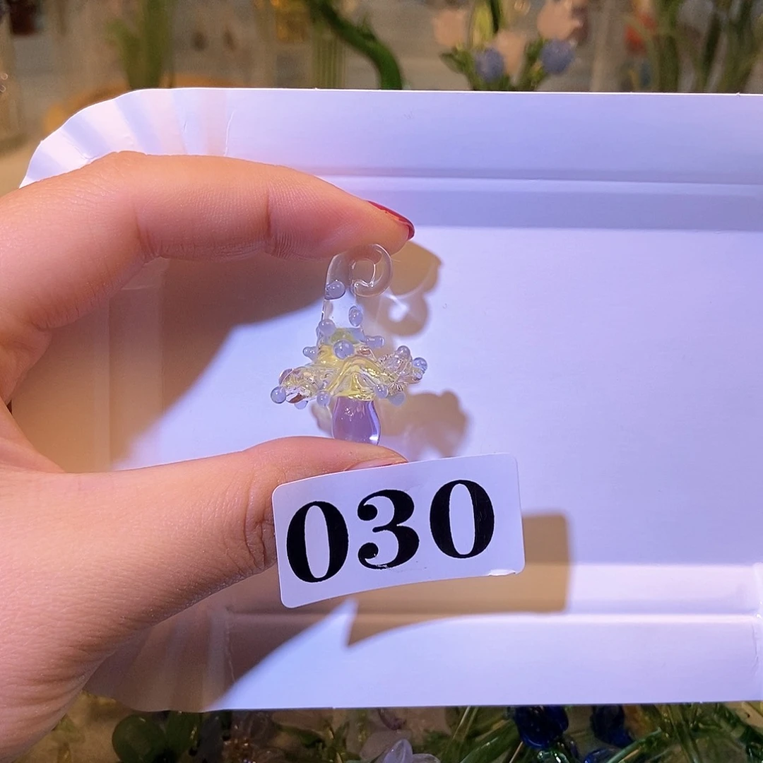 琉璃手工艺品夹***桃蘑菇030
