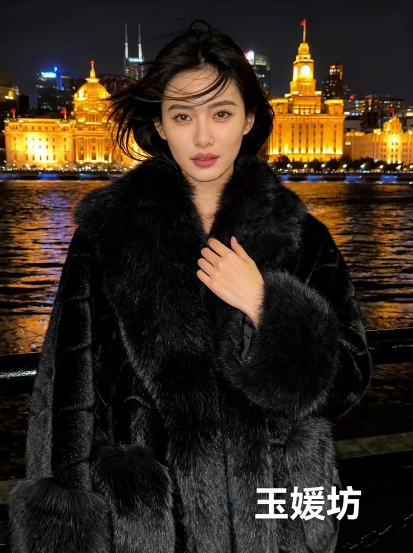 人造皮草 【气场全开】25年冬季新款人造皮草轻奢气质大口袋