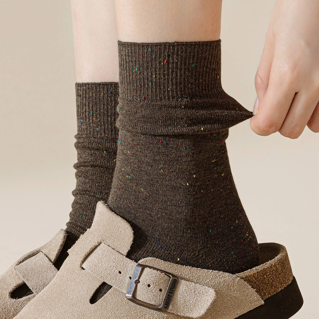 勃肯鞋专用袜子女款爆款2025新款纯色日系中筒堆堆袜纯棉秋冬长袜