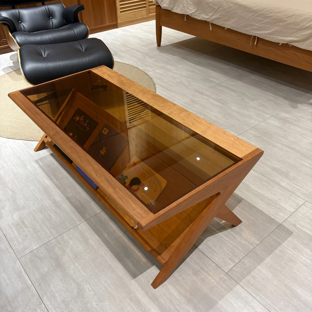 LMQ3652#昌迪加尔茶几复古中古北欧极简实木北美黑胡桃樱桃木茶几
