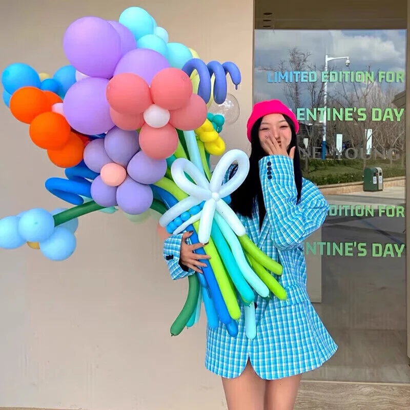 长条气球批发花束DIY材料生日礼物装饰生日场景布置求婚气球