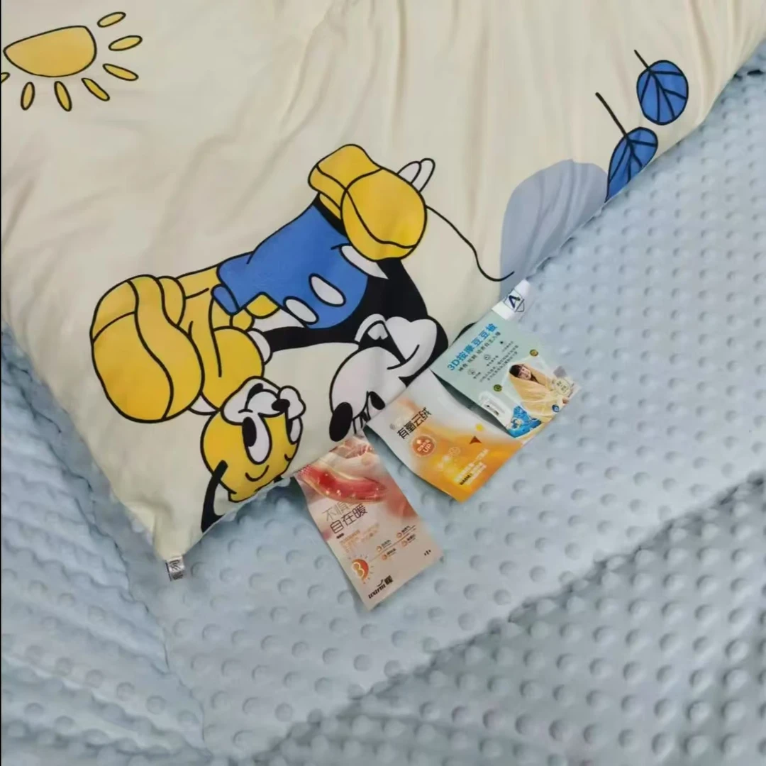 卡通蓝色米老鼠豆豆被 单人学生加厚保暖宝宝绒冬季被子