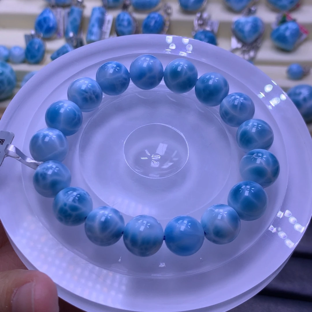 针钠钙石（海纹石）未镶嵌手串12+手串色差略异