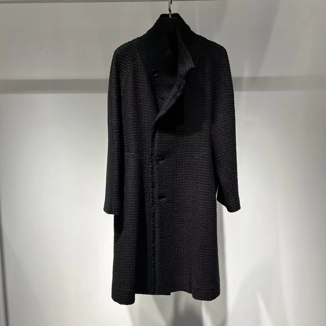 粗花呢拼接长袖高领保暖外套