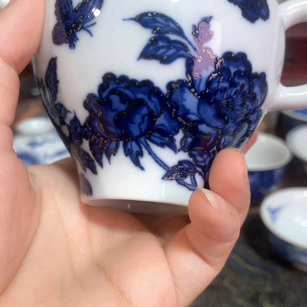 杯子景德镇陶瓷手绘青花花工道