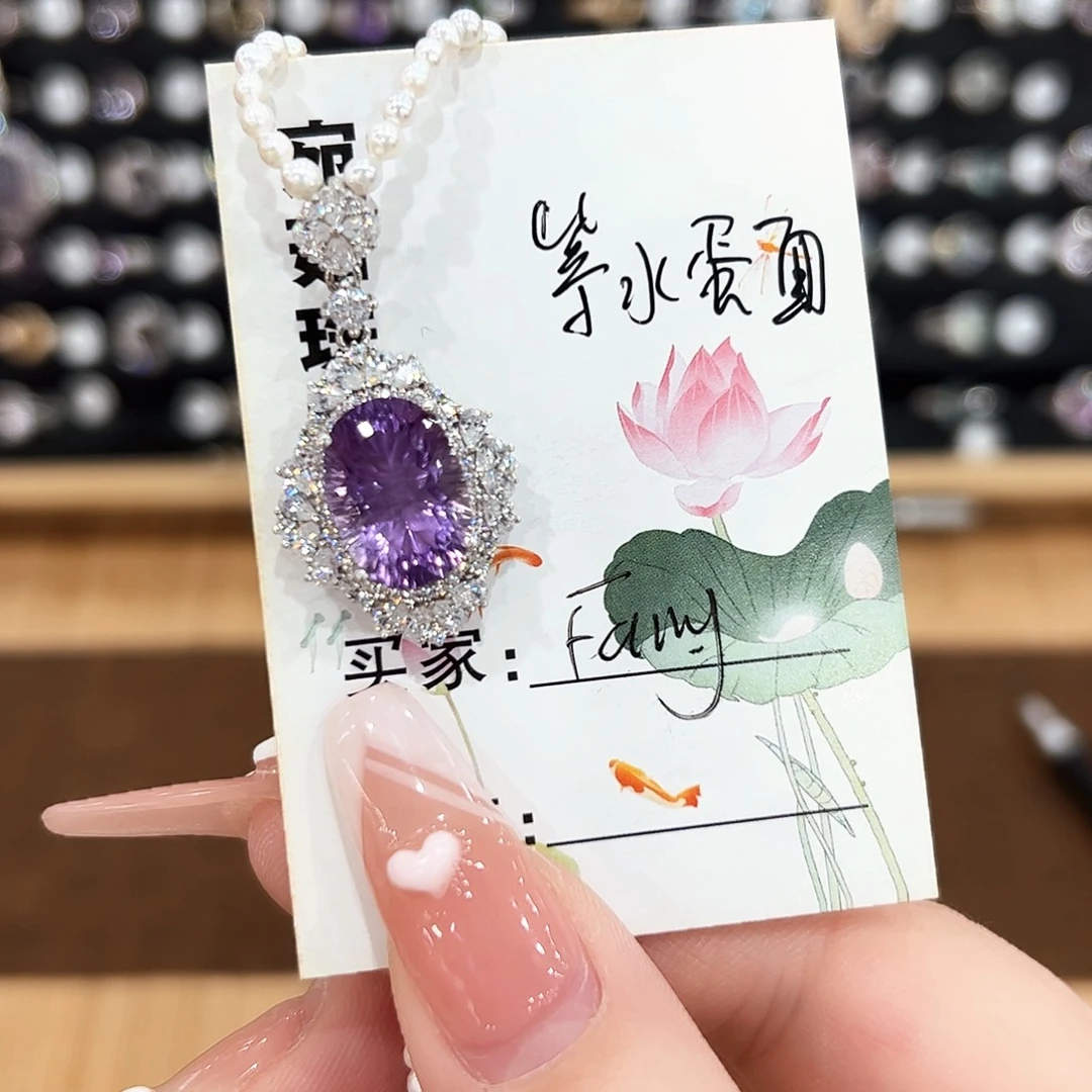 银S925镶嵌颈饰紫晶F***y项链
