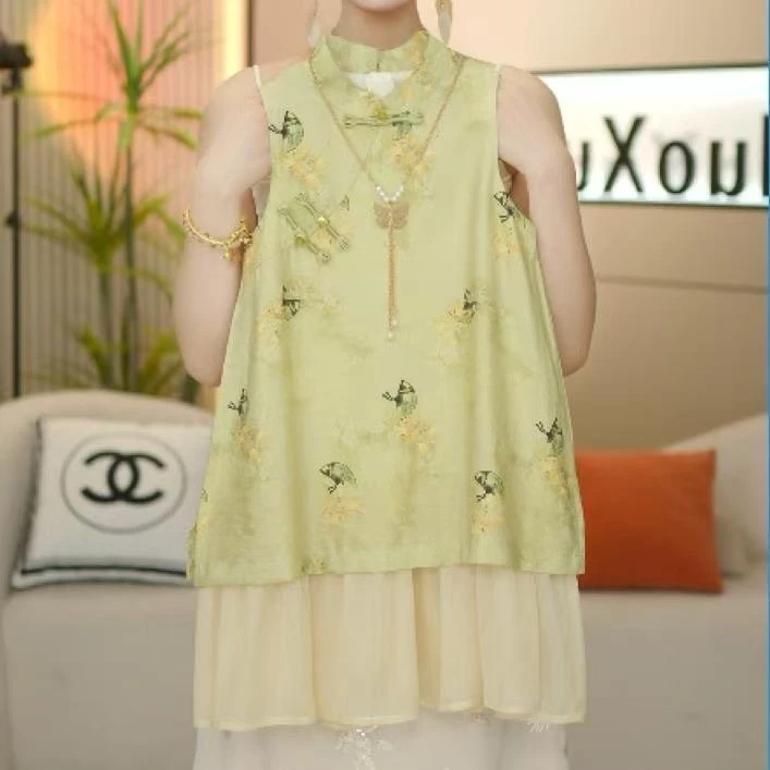 女童国风连衣裙旗袍2025夏季薄款小女孩新款中式中国儿童假两件