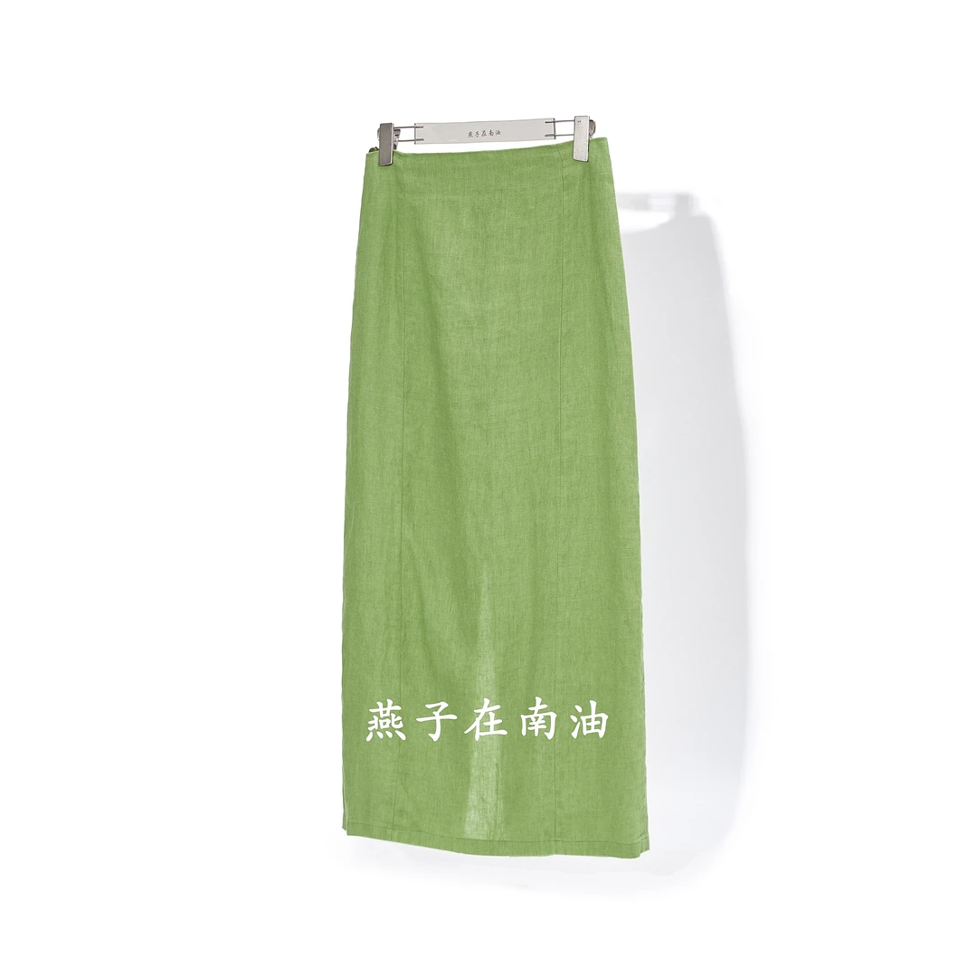 【燕子在南油】裙长90夏季天丝亚麻老钱风半裙3515