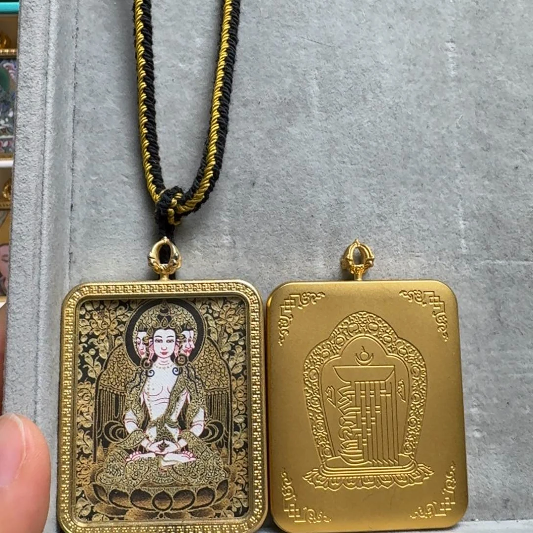 吊坠小***爸单面铜壳黑金绳子