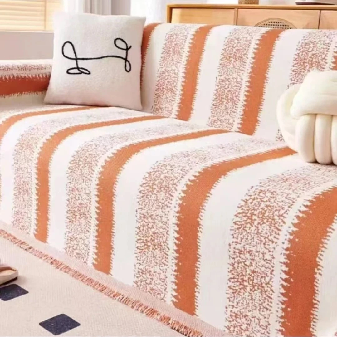 雪尼尔奶油风isn风现代防滑简约沙发盖布一片式全盖沙发套罩