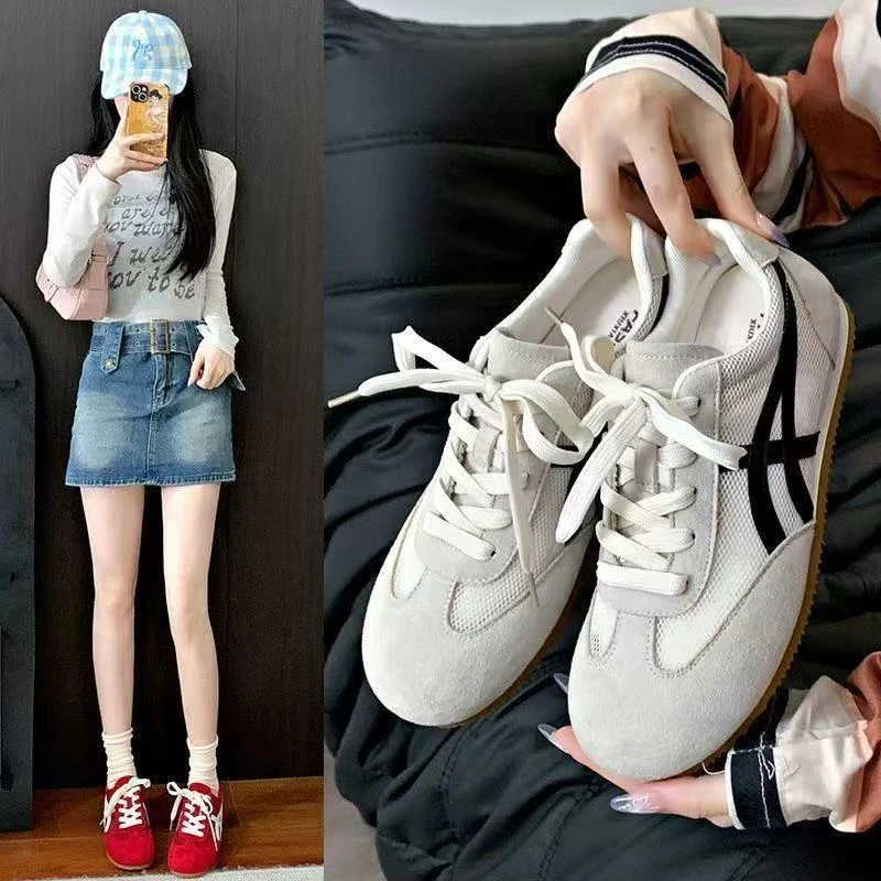 平底韩版学生休闲鞋子2025透气网面运动爆款德春夏季百搭训鞋新款