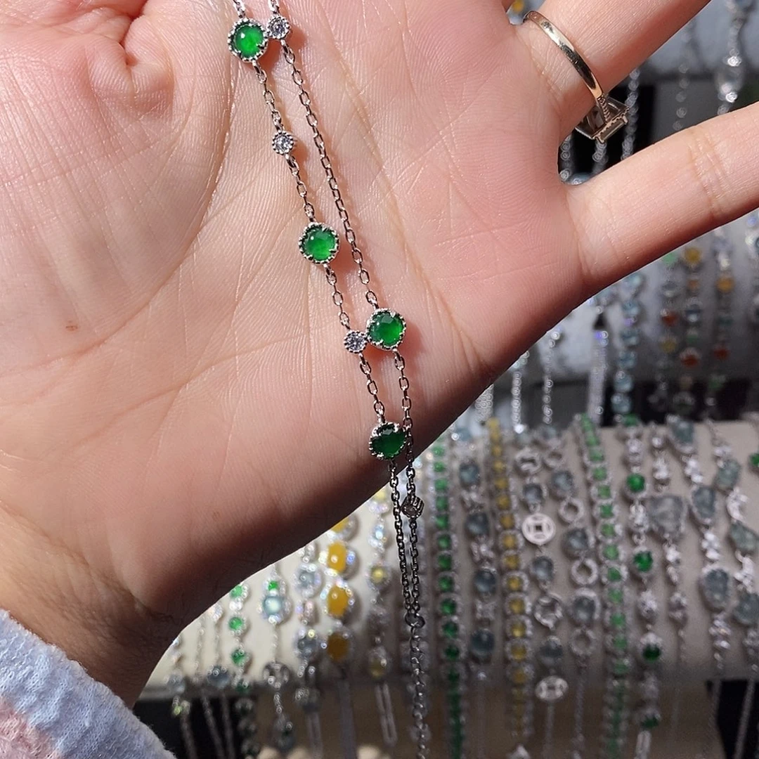 翡翠银S925镶嵌手链