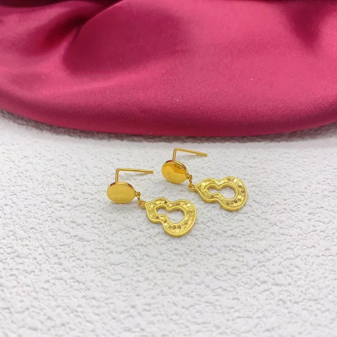 【木韵阁】足金999 黄金5G鱼鳞葫芦7字耳针气质时尚黄金耳针 5.01