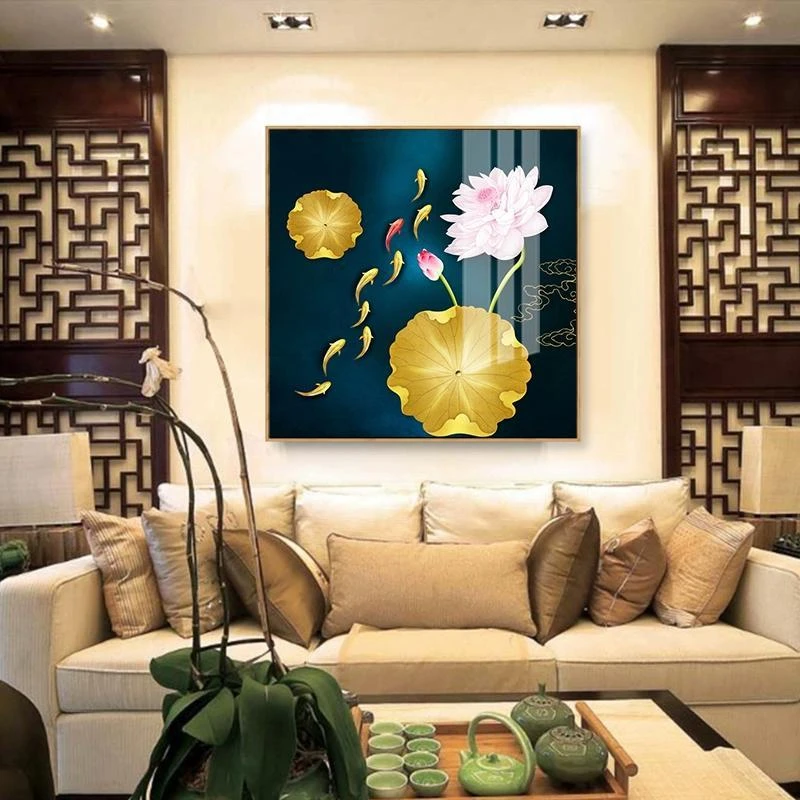 北欧轻奢餐厅装饰画饭厅厨房墙面挂画客厅壁画单幅正方形玄关墙画