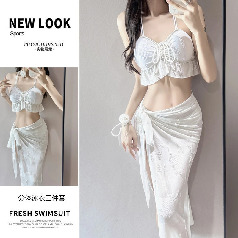 泰式度假海岛性感分体泳衣女bikini比基尼韩国三件套ins纯欲风女
