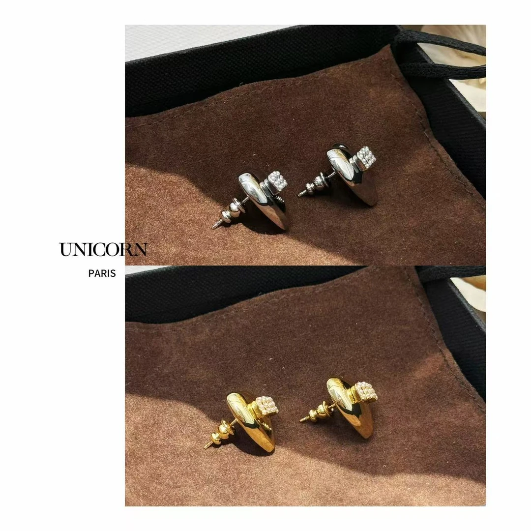 铜合金仿珍珠耳饰 【珠心巧饰】时尚爱心耳钉 ES0338