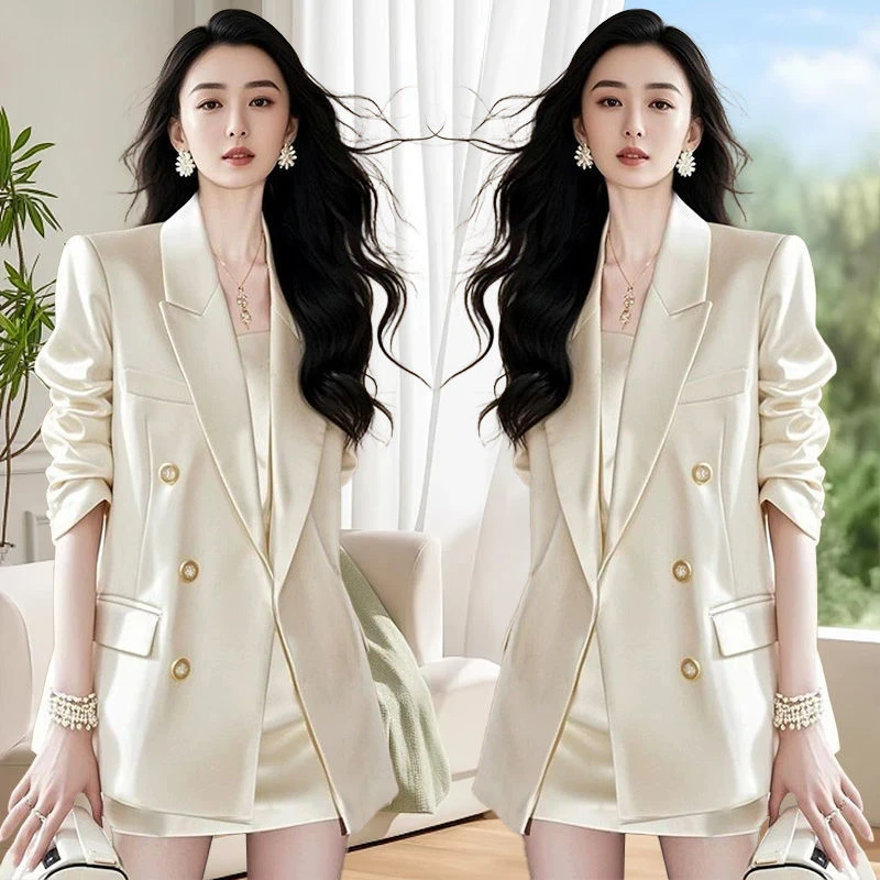 单/套装 早春韩系穿搭高级感职业套装新款香西装外套吊带裙两件套