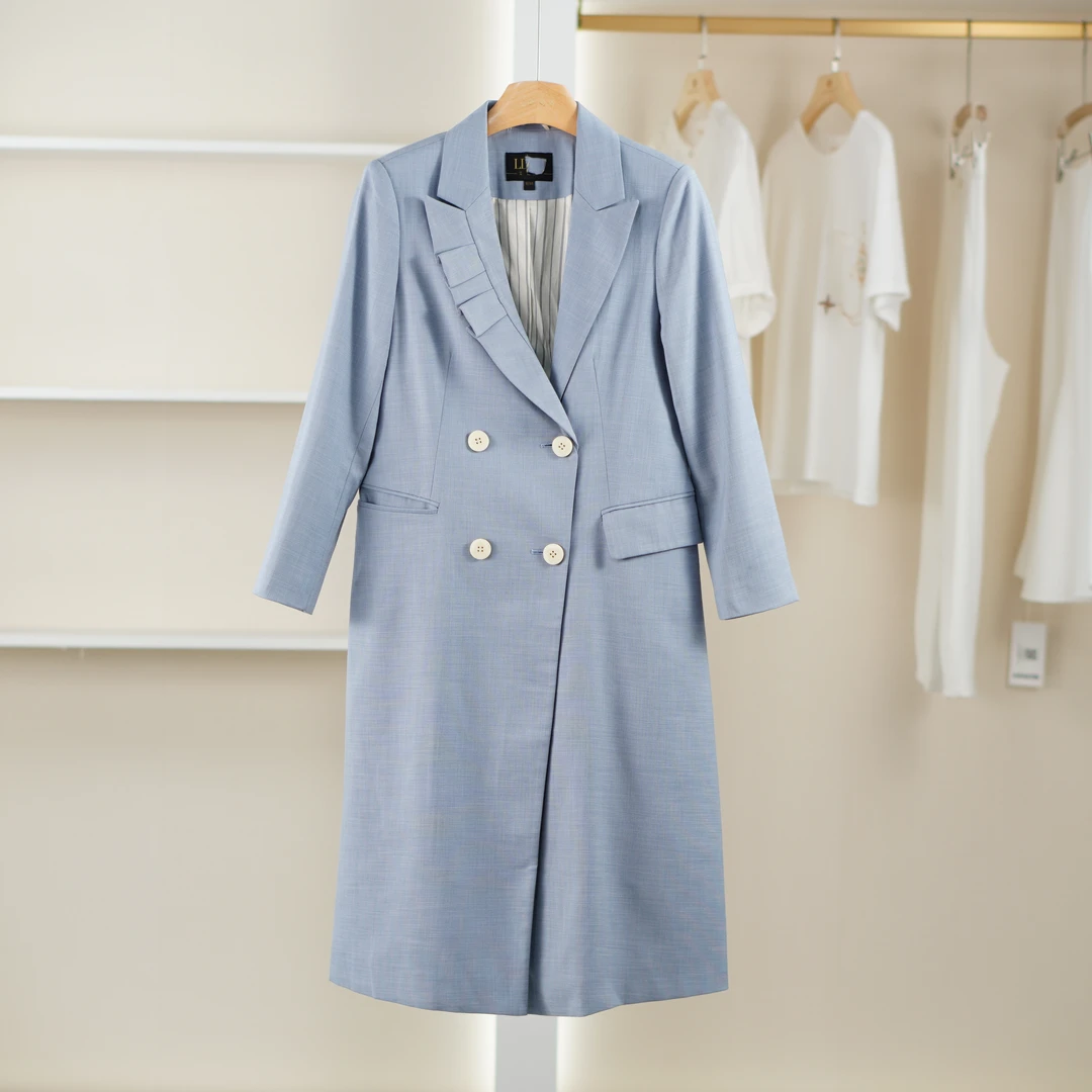 一路童行【艾DE】30820270 春秋气质长款西服外套品牌撤柜女装