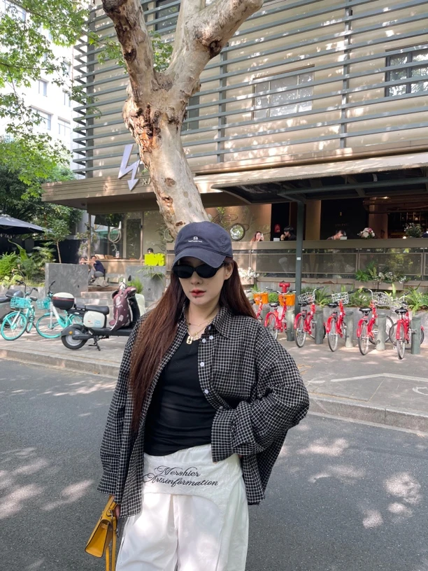 2025夏季格子衬衫外套女春季复古长袖衬衣设计感小众慵懒宽松上衣