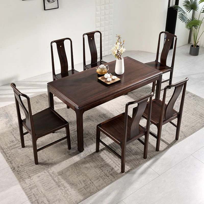 苏作新中式乌金木马蹄桌餐桌茶桌椅吃饭桌茶桌椅禅意家用简约优雅