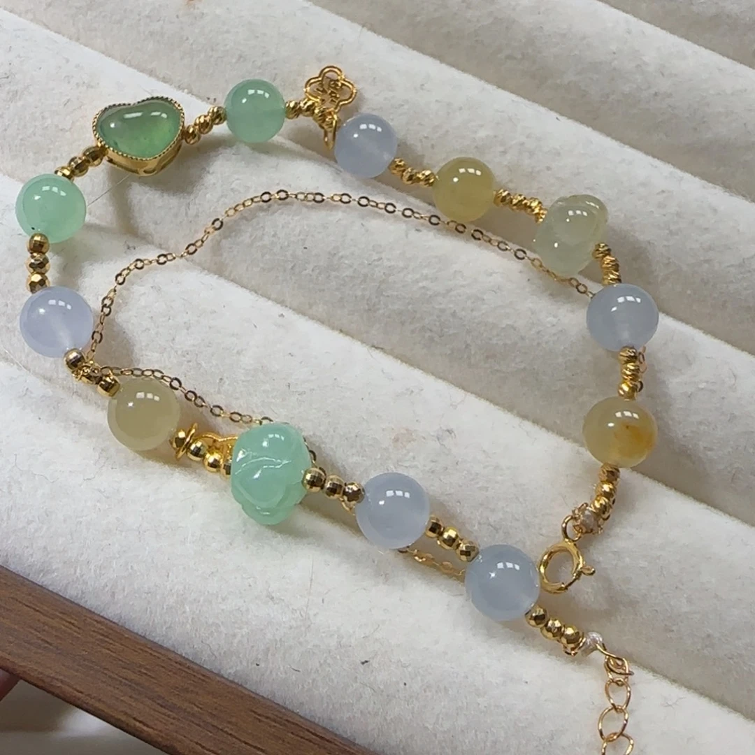 翡翠18K金镶嵌手链卡6