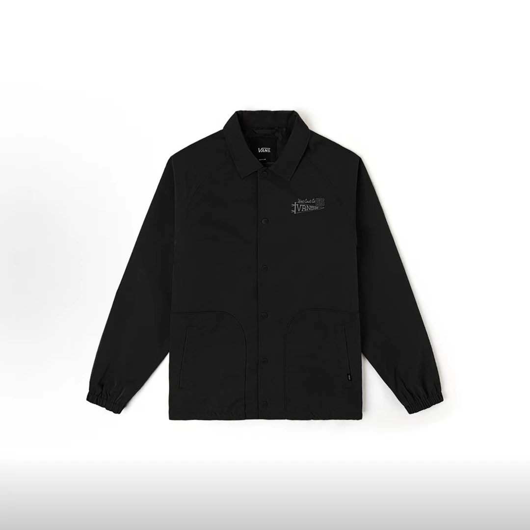 Vans OFF THE WALL 翻领长袖衬衫夹克外套 男款 黑色VN000NM6BLK