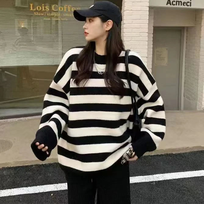 8056 LL重磅圆领针织衫复古潮牌百搭毛衣高街慵懒风情侣休闲内搭M