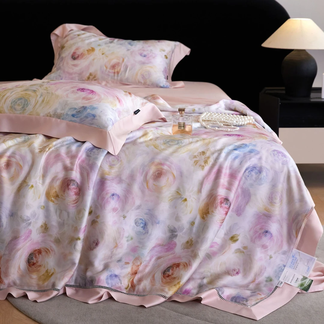 林小花【水漾昭颜四件套】2025高奢新品轻奢天丝夏凉被四件套