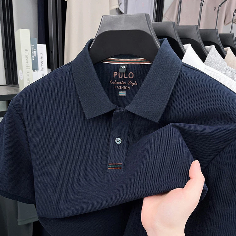 2025新款夏季100%纯棉男士短袖POLO衫商务休闲翻领T恤男装上衣