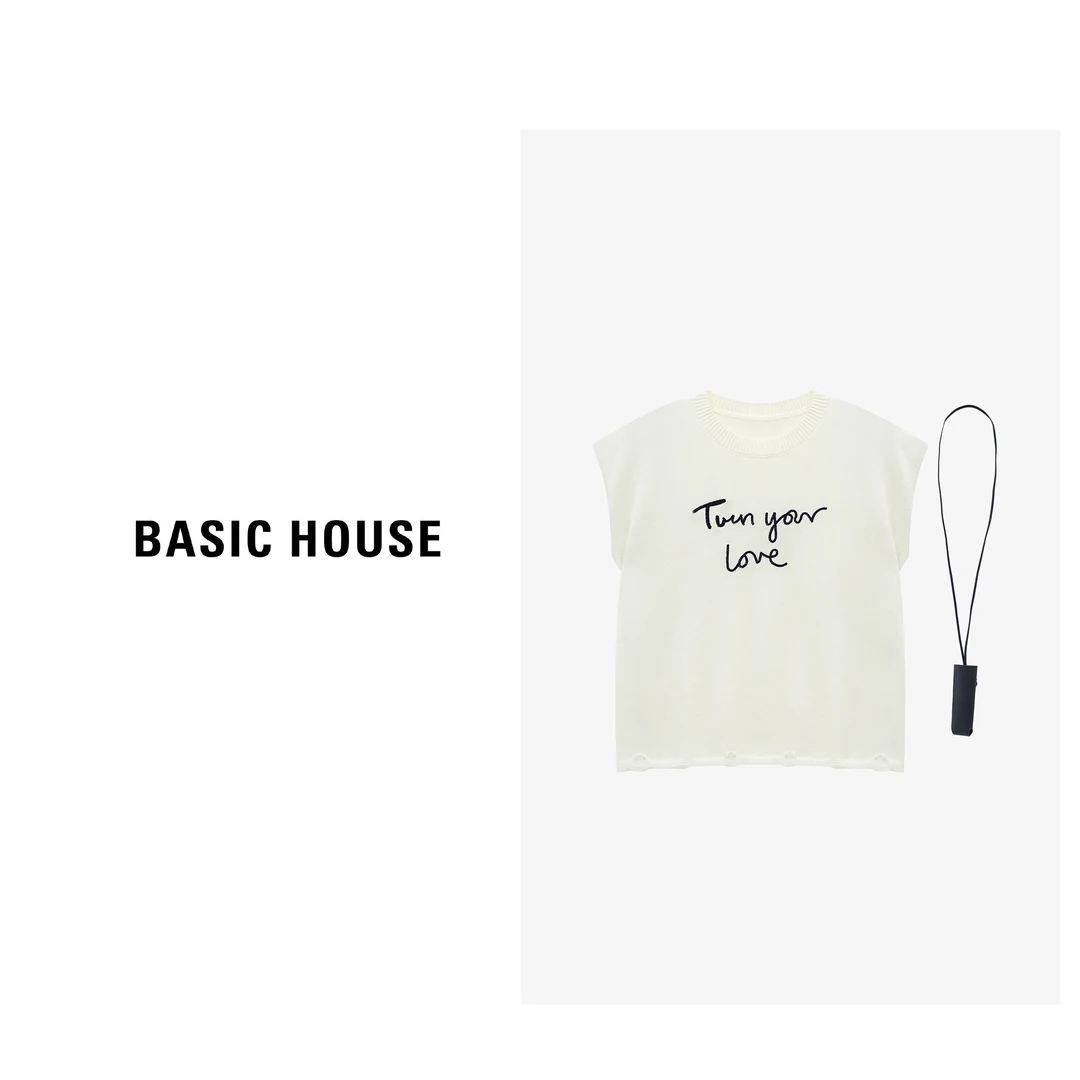 Basic House/百家好夏季休闲百搭时尚气质针织背心-B0625B5DDP2