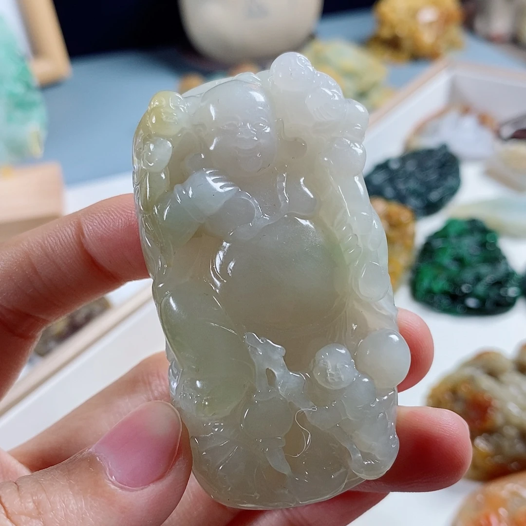 心***声定制翡翠未镶嵌天然a货翡翠弥勒佛