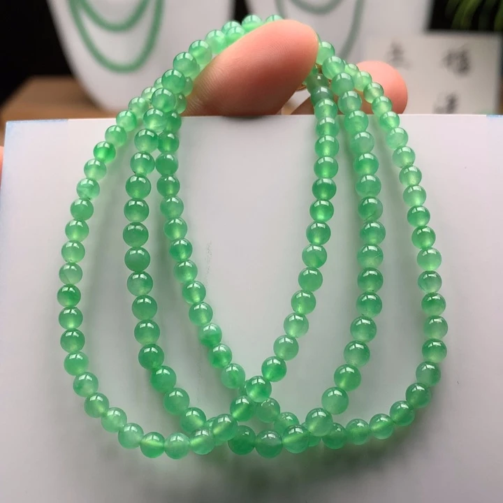 翡翠未镶嵌颈饰天然缅甸A货翡翠 卡3.5-4.3mm