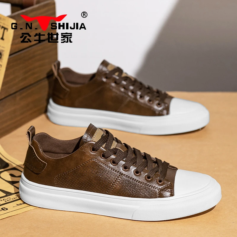 公牛世家男士小白鞋男鞋春季百搭平底休闲板鞋男夏季轻便透气潮鞋