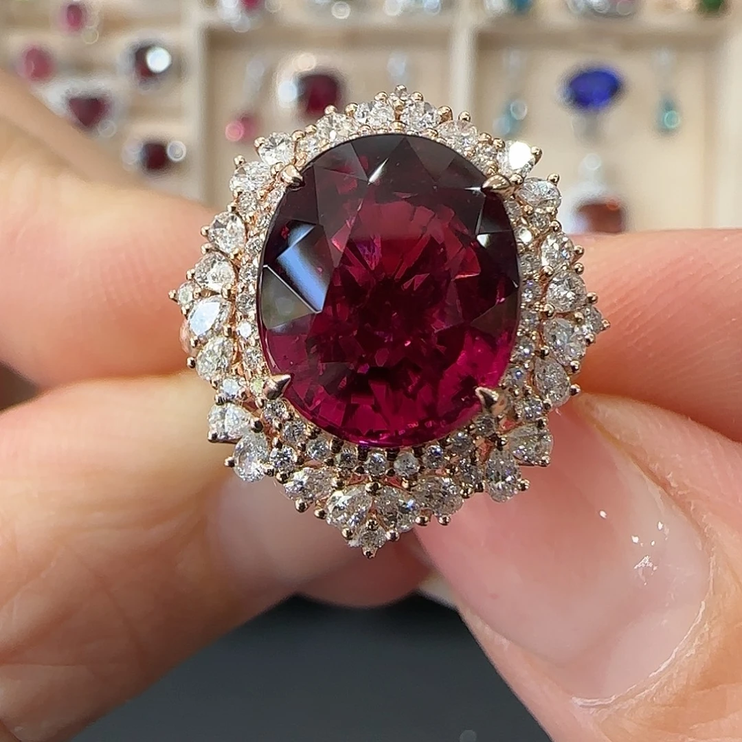 碧玺戒指18K金镶嵌6.19ct