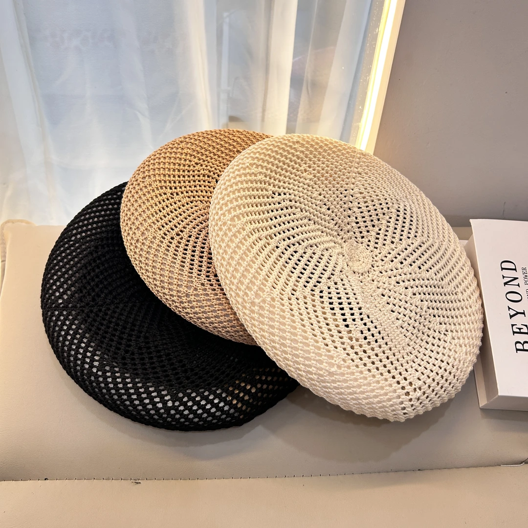 镂空网眼均码贝雷帽透气夏季百搭薄款光版简约帽子好搭配
