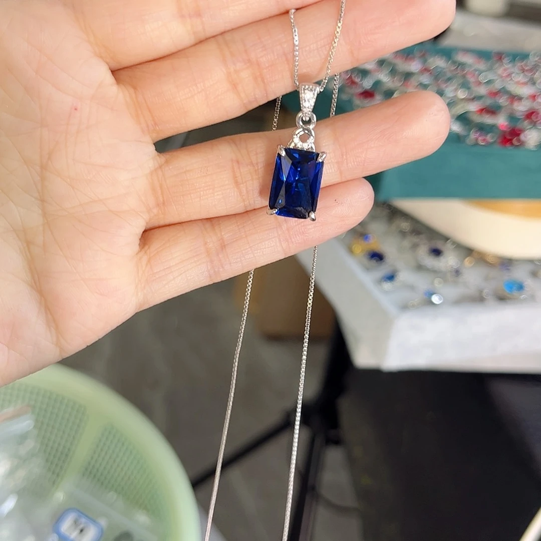 颈饰蓝宝石银S925镶嵌