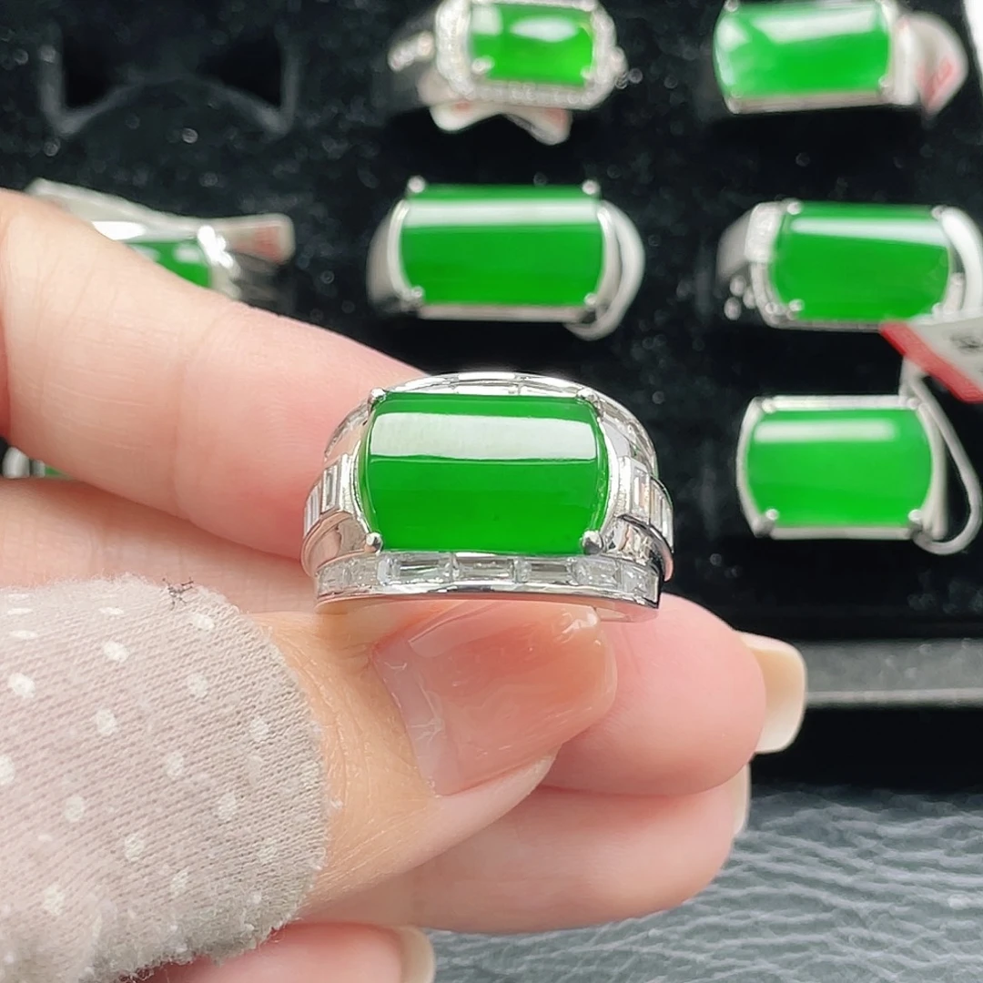 敢***赢翡翠银S925镶嵌戒指天然A货翡翠没运费险4038