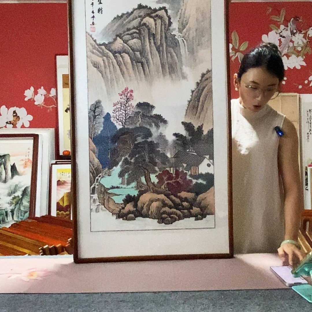 国画手写手绘带框包邮62✖️122国画作品