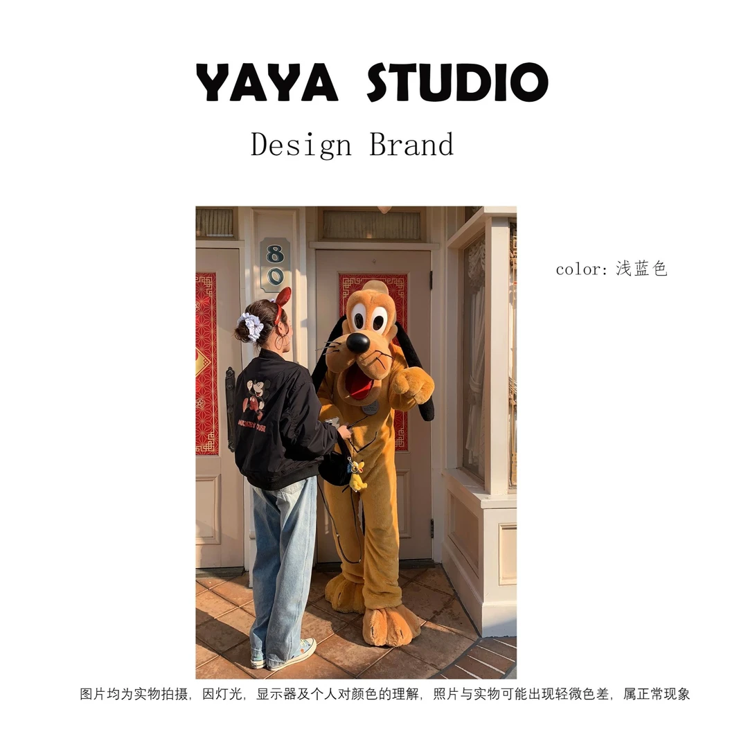 浅蓝色直筒秋冬休闲阔腿显瘦设计感洋气洗水渐变牛仔裤女