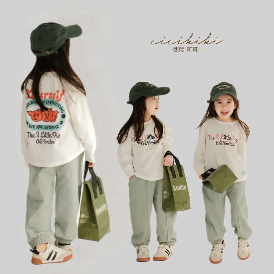 现货【小苏】2025儿童春秋新款女孩圆领童装长袖T恤 熙熙可可TX2509