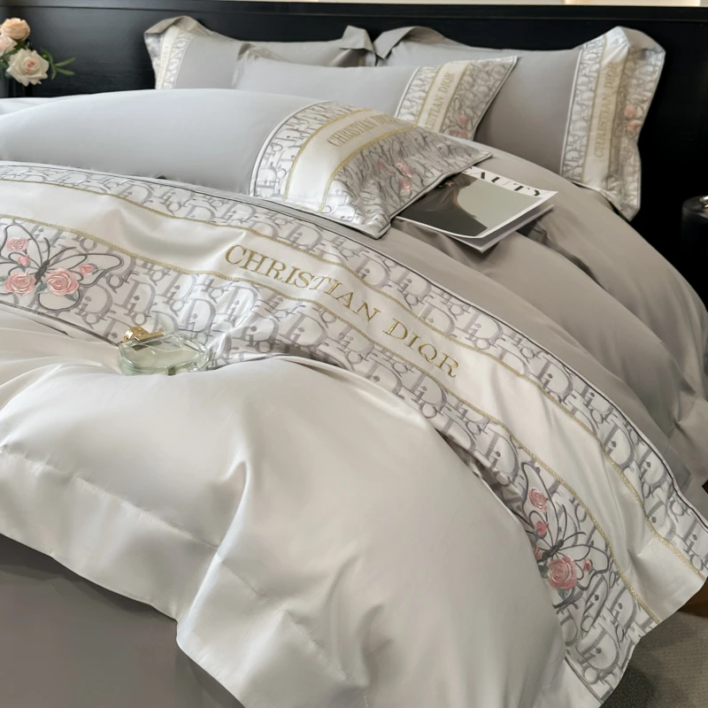 富安娜A类160支长绒棉四件套纯棉亲肤裸睡全棉床单笠被套床上用品