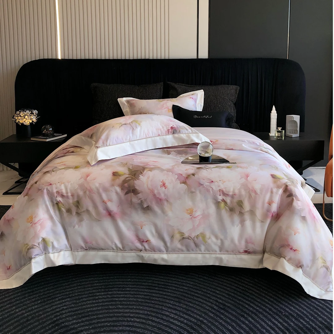 【B/H - 爱丽丝】—— 贡缎全棉数码印全色大镂空四件套轻奢绣花丝滑