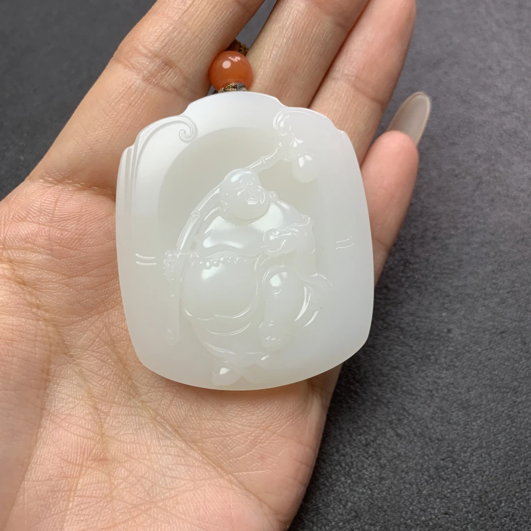 和田玉俄料白玉佛公 50.6x43x12 R389