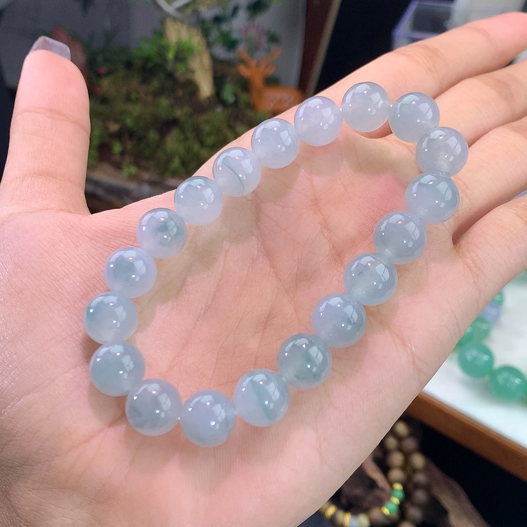 翡翠未镶嵌手链冰飘蓝花手串