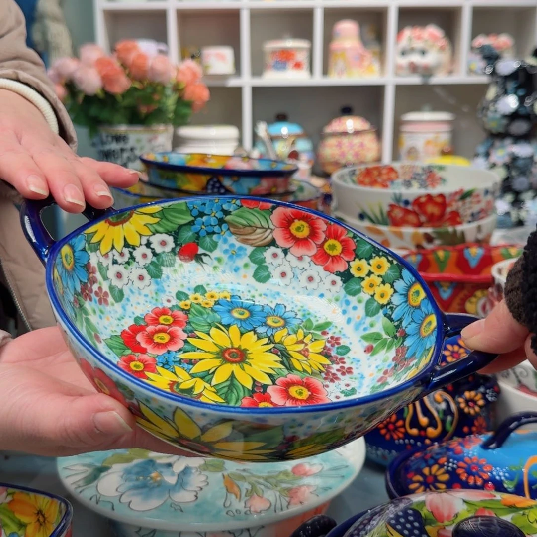 瓷7英寸异形双耳盘一只