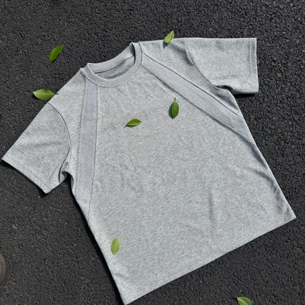 【慌慌】夏季潮牌纯色基础拼接短袖T恤男女同款短袖D2267