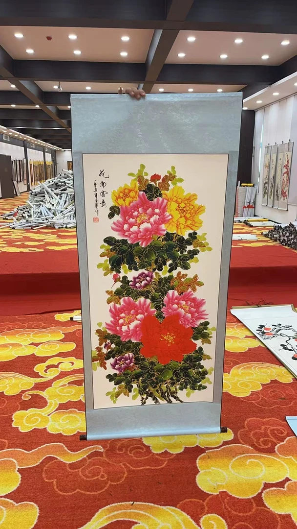 2国画装饰挂画卷轴高档锦绫已装裱四尺（3）