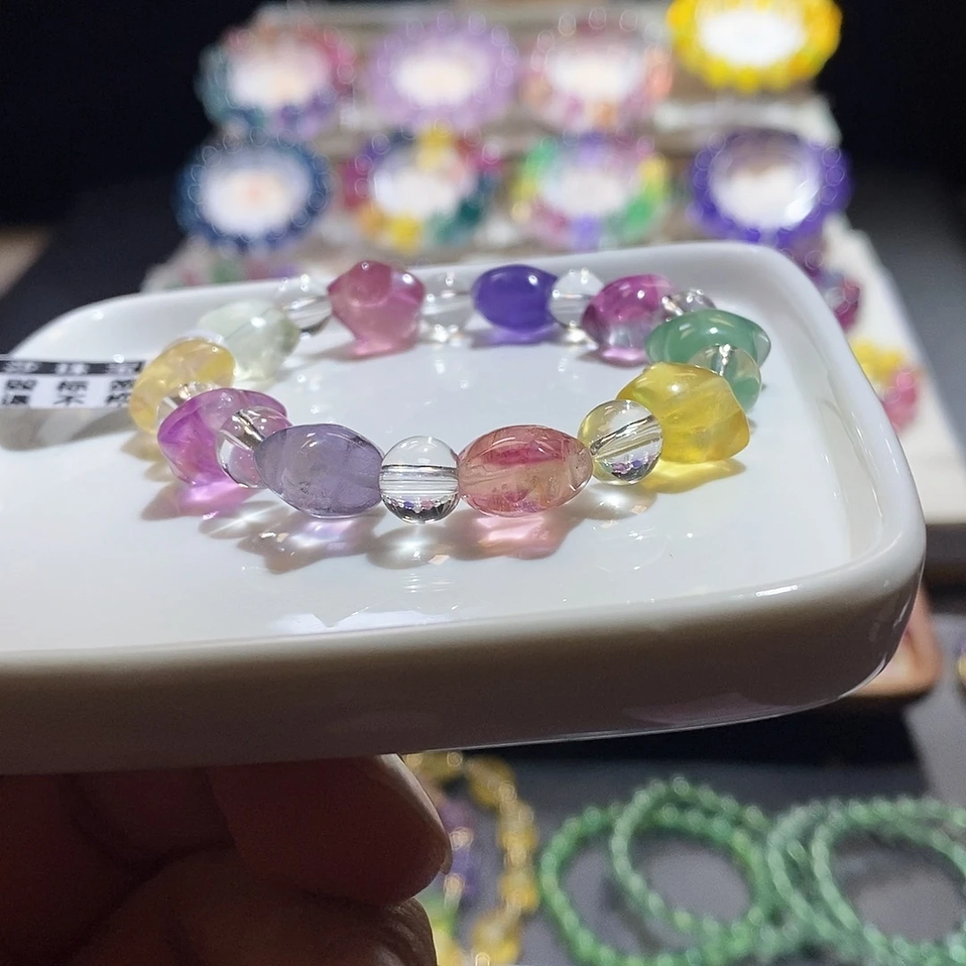 未镶嵌萤石手链彩虹五角星14m