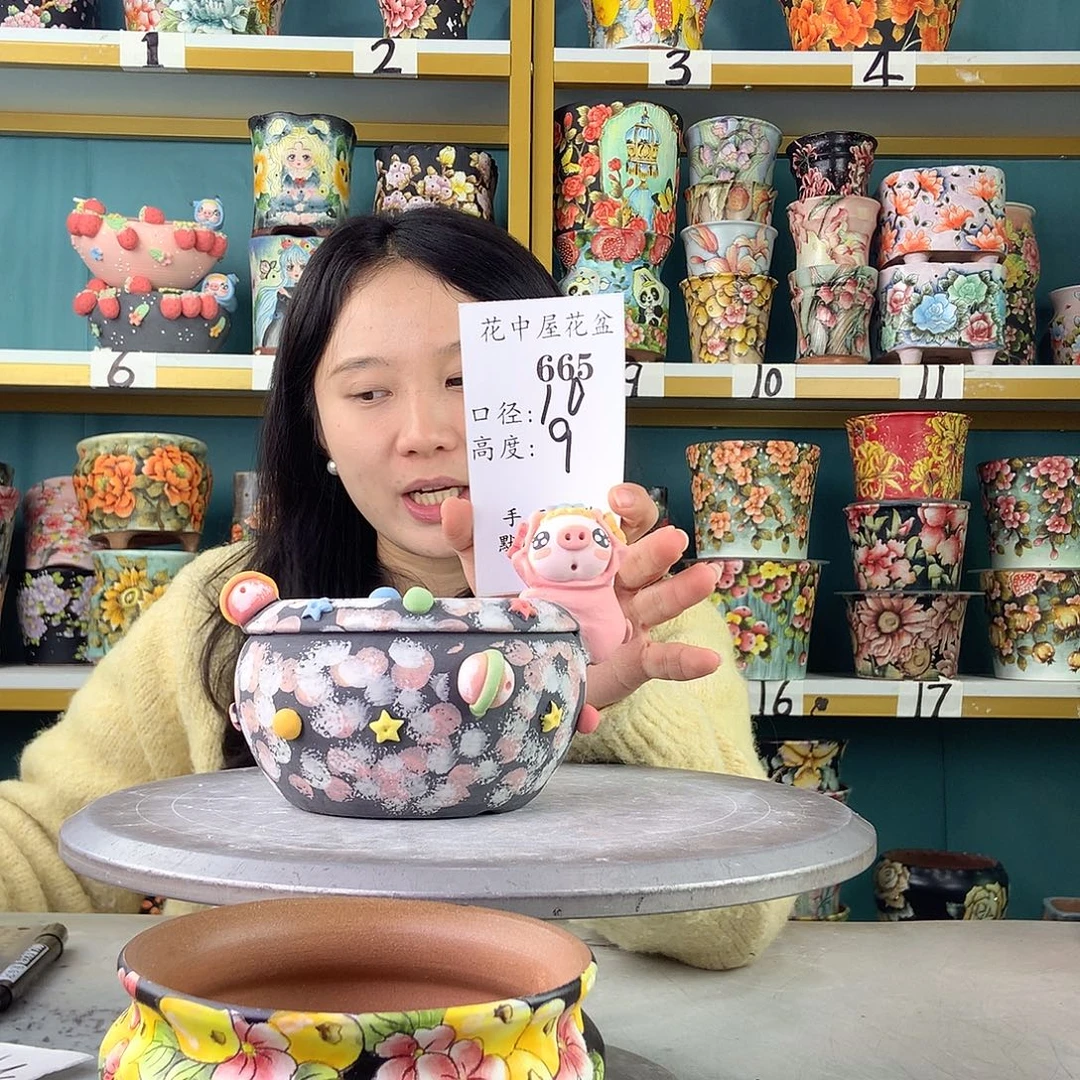 陶景德镇手工花盆665