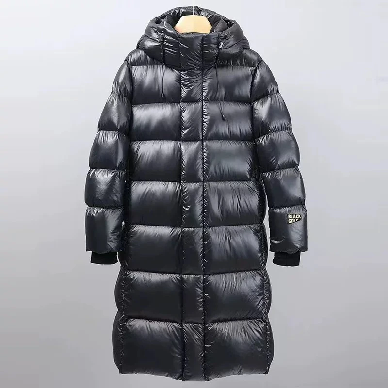 钻绒包退！350g+充绒鹅绒羽绒服！2024冬黑金长款情侣连帽羽绒外套